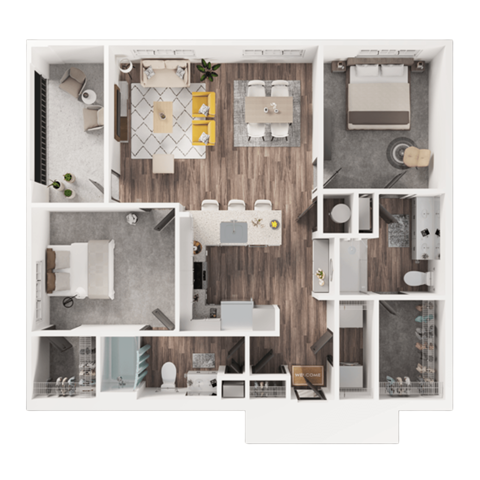 San Antonio 2 Bedroom Apartments | Floor Plan B2 | Tin Top